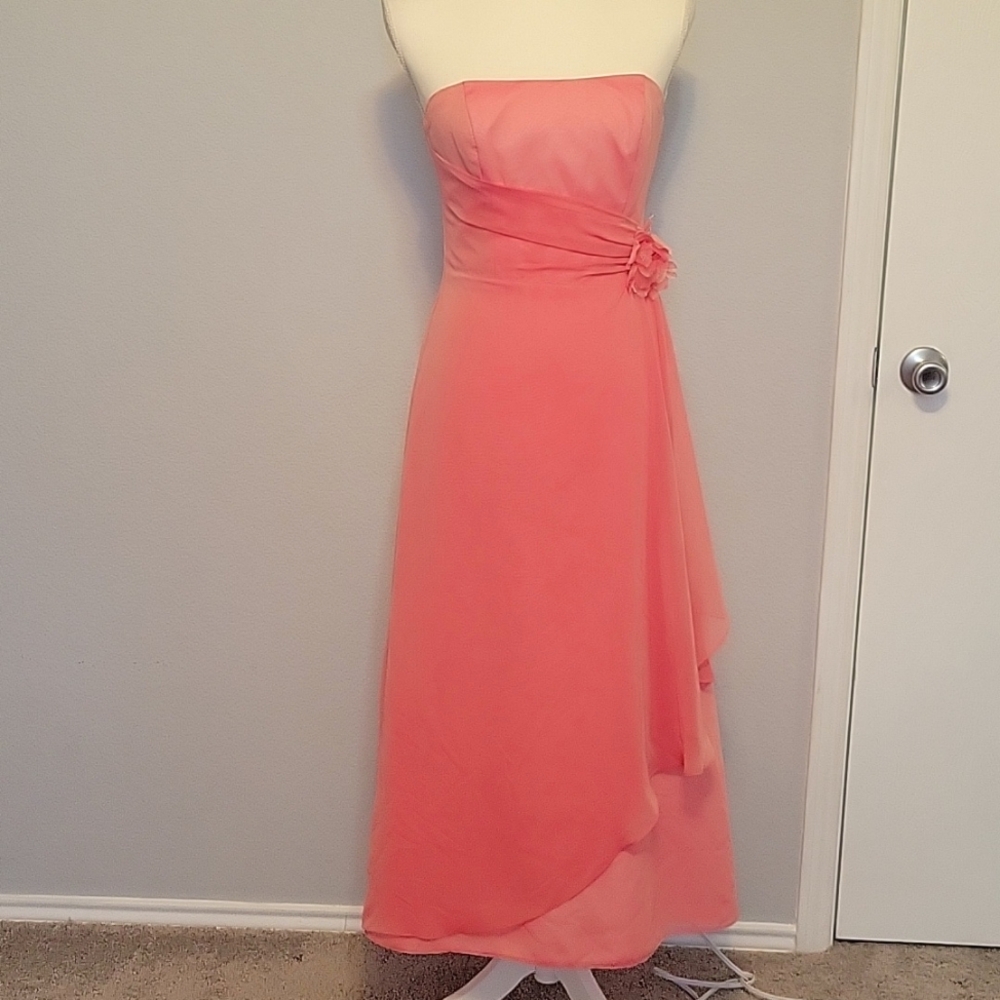 David's Bridal Strapless Chiffon Dress, Size 4